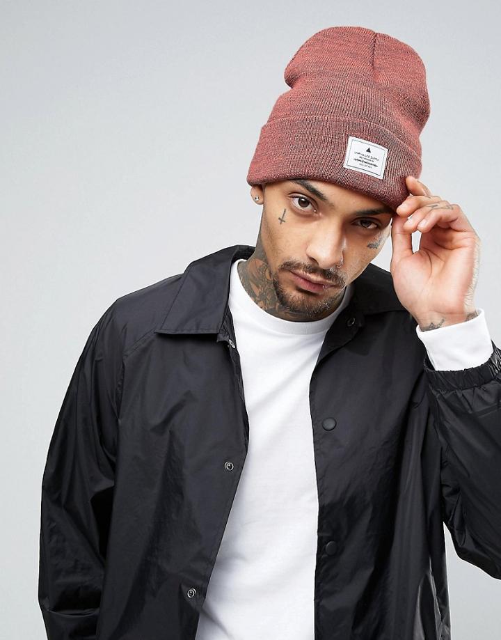 Asos Patch Beanie In Dusty Pink Twist - Pink