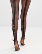 Ann Summers Lace Up Back Fishnet Tights - Black