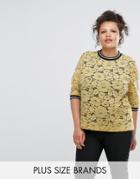 Elvi Lace Top With Rib - Yellow