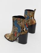 Raid Swallow Colored Snake Western Boots-multi