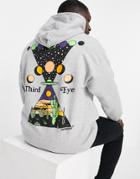 Hnr Ldn Third Eye Back Print Hoodie In Gray-grey