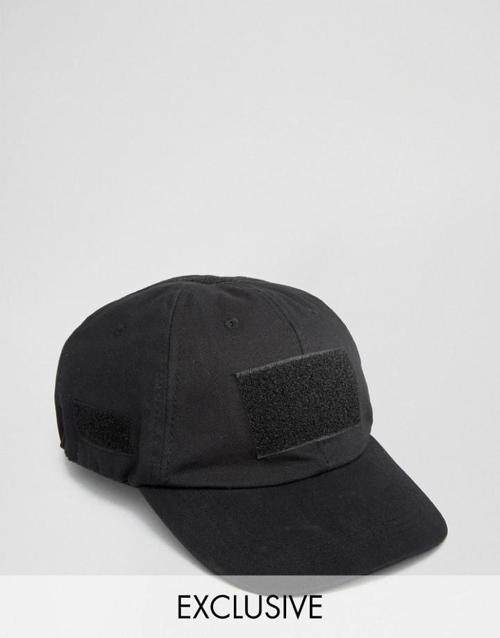 Reclaimed Vintage Baseball Cap With Velcro Black - Black