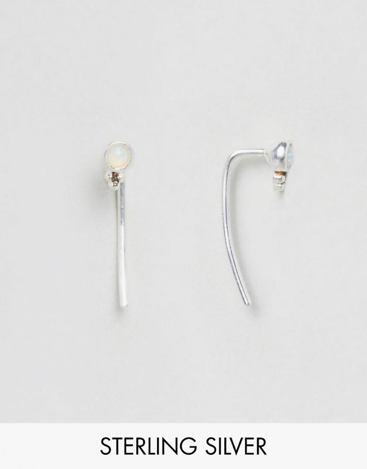 Asos Sterling Silver Stone Through Earrings - Silver