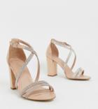 New Look Rhinestone Strapping Detail Sandal In Rose Gold - Gold