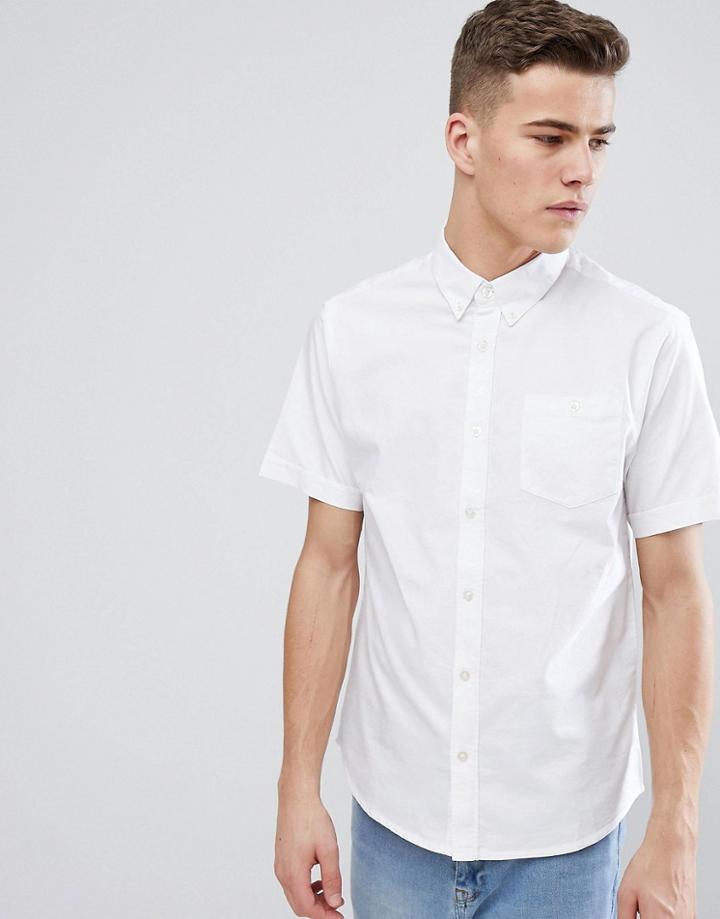 D-struct Basic Oxford Short Sleeve Shirt - White