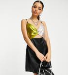 Topshop Petite Twist Color Block Mini Dress In Multi