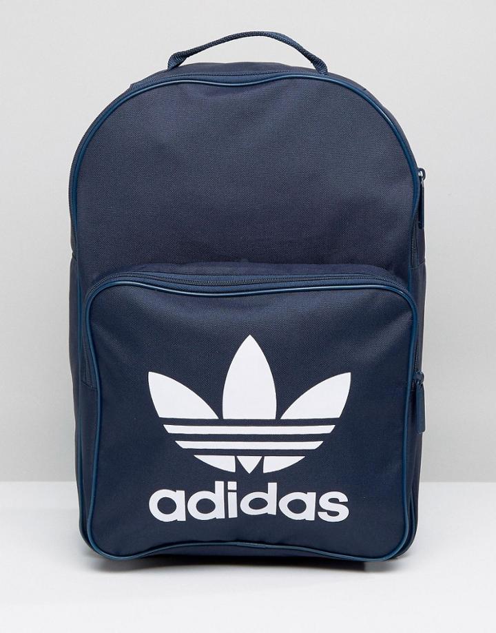 Adidas Originals Trefoil Logo Backpack In Navy - Blue