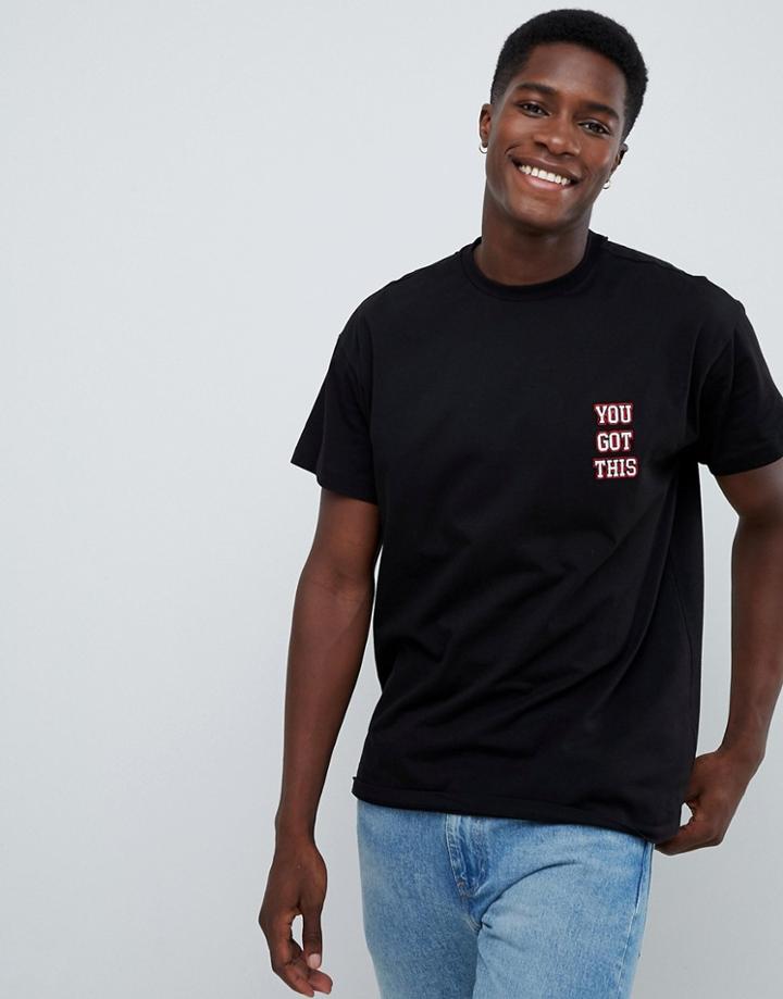 New Look T-shirt With You Got This Embroidery In Black - Black