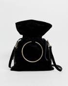 Urbancode Real Leather Slouchy Bag With Overiszed Ring Handle And Strap - Black