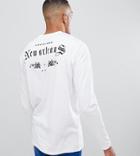Asos Design Tall Relaxed Long Sleeve T-shirt With New Orleans City Back Print - White