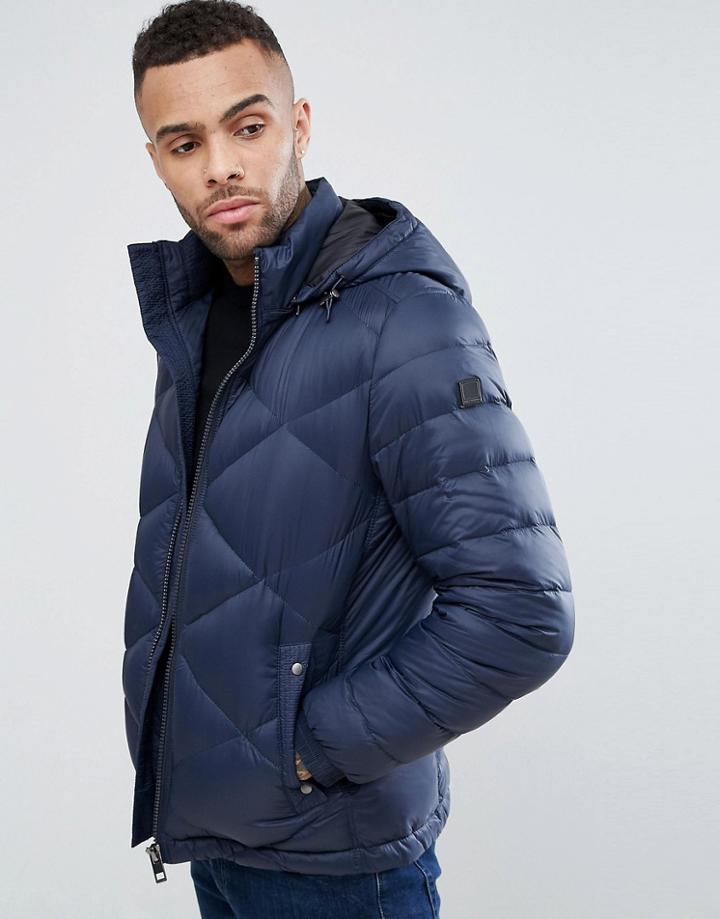 Boss Orange By Hugo Boss Obaron Removable Hooded Padded Jacket In Navy - Navy