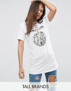 Noisy May Tall Lace Up Printed Band Tee - White