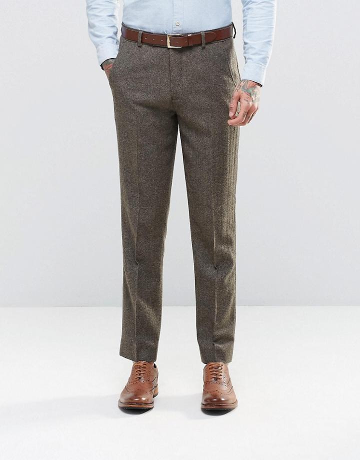 Asos Slim Pants In Tweed - Brown