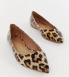 Asos Design Latch Pointed Ballet Flats In Leopard Print - Multi