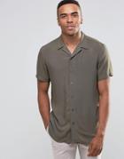 New Look Shirt With Revere Collar In Khaki In Regular Fit - Green