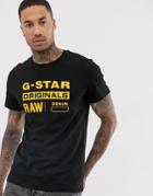 G-star Originals Logo Organic Cotton T-shirt In Black - Black