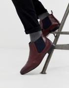 Silver Street Chelsea Boot With Contrast Gusset In Oxblood - Red