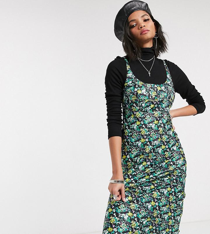 Reclaimed Vintage Inspired 90s Satin Cami Midi Dress In Floral Print