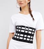 Seint Cut Out Cage Waist Belt With Zip Up - Black