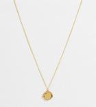 Asos Design Curve 14k Gold Plated Necklace With Crystal Coin Pendant