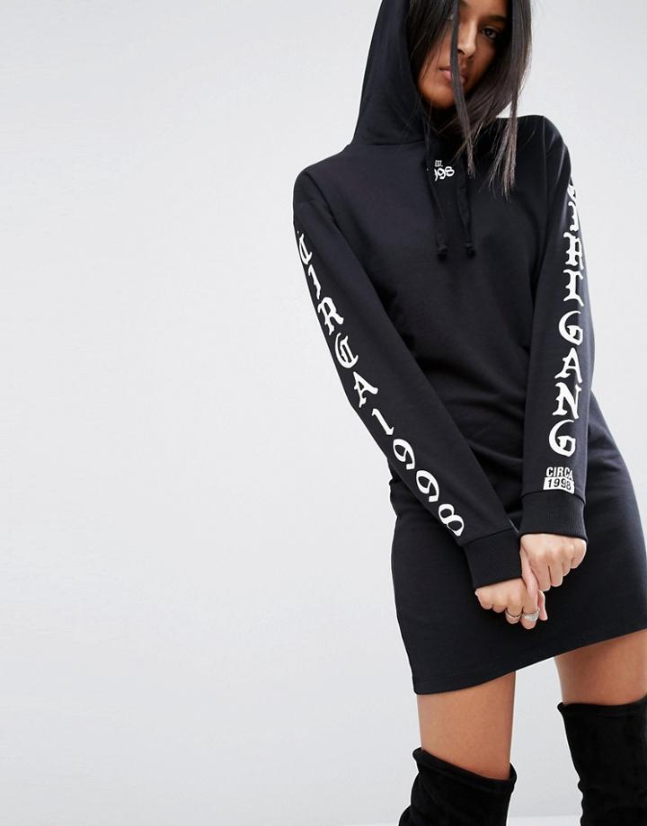 Asos Arm Print Sweat Dress - Black