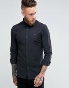 Farah Oxford Shirt With Black Weft In Slim Fit Coal - Black