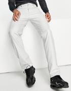 Asos Design Dad Jeans In Light Gray Leather Look-grey
