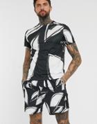 Nike Running Fiesta Floral T-shirt In Monochrome-black