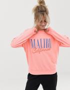 Asos Design Lounge Malibu Sweat Top - Pink