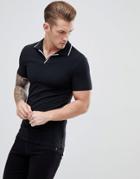 Asos Design Muscle Revere Polo With Tipping - Multi