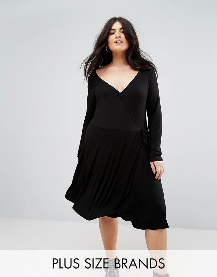 Brave Soul Plus Wrap Jersey Dress - Black