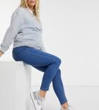Missguided Maternity Over The Bump Vice Skinny Jean In Blue