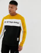 G-star Swando Color Block Sweat In Dark Gold