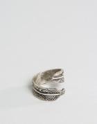 Asos Ring With Feather Wrap Around - Silver