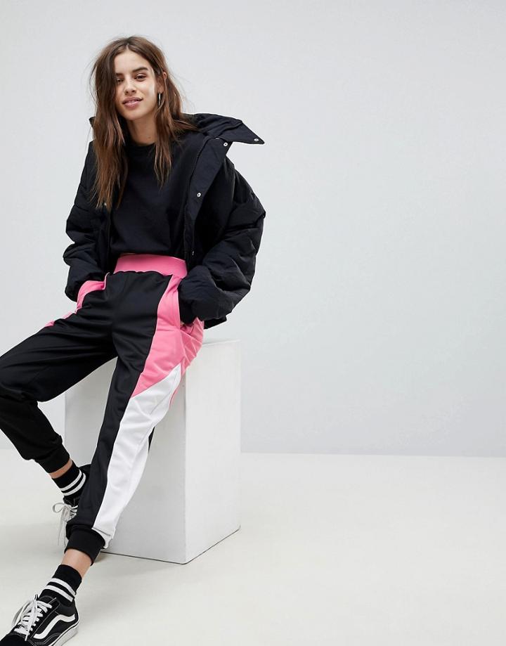 Asos Track Pant With Color Block Side Panels - Black