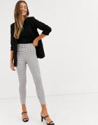 Asos Design Micro Check Skinny Pants With Self Covered Belt - Multi