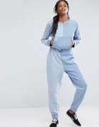 Asos Washed Deconstructed Sweat Jumpsuit - Blue