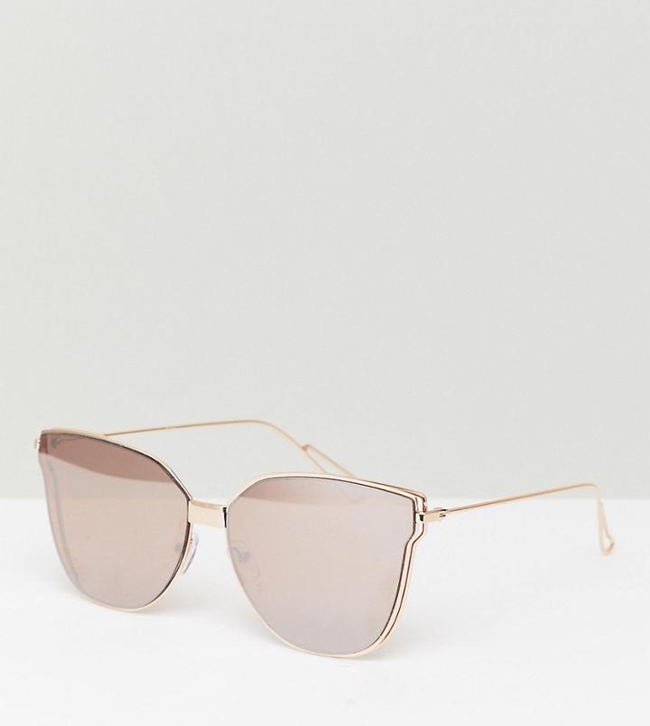 South Beach Cat Eye Flat Lens Sunglasses - Gold