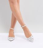 Asos Design Love Lock Wide Fit Embellished Ballet Flats - White