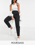Asos Design Hourglass Tailored Smart Tapered Pants In Mono Check-multi