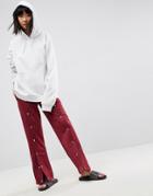Asos Track Pant Pant With Popper Front Detail - Red
