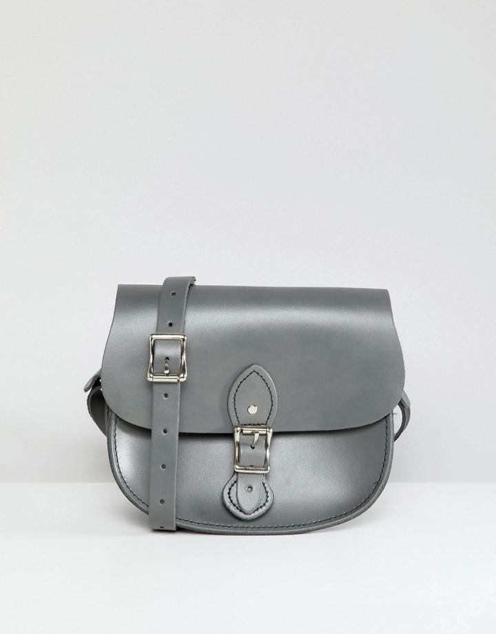 The Leather Satchel Company Single Buckle Small Saddle Bag - Gray
