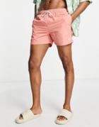 Pull & Bear Basic Swim Shorts In Salmon - Lpink