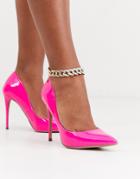 Asos Design Anklet In Crystal Link Chain In Gold Tone