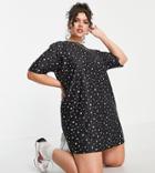 Urban Threads Plus T-shirt Dress In Star Print-black