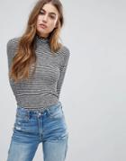 Abercrombie & Fitch Frill Roll Neck Top - Black