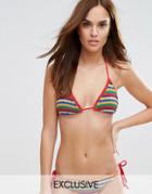 South Beach Rainbow Crochet Bikini Top - Multi