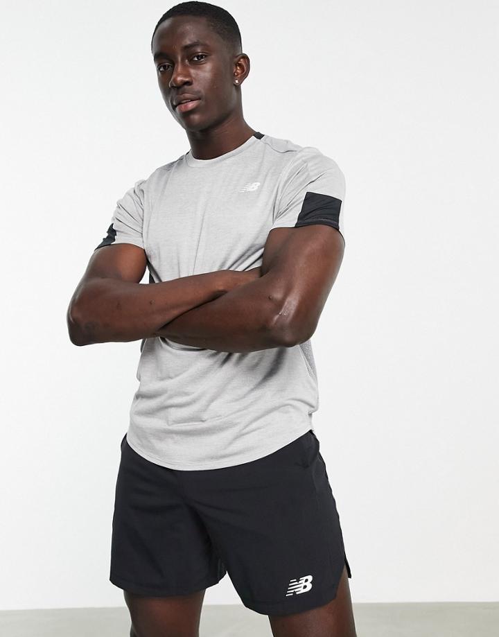 New Balance Fast Flight T-shirt With Logo In Gray-grey