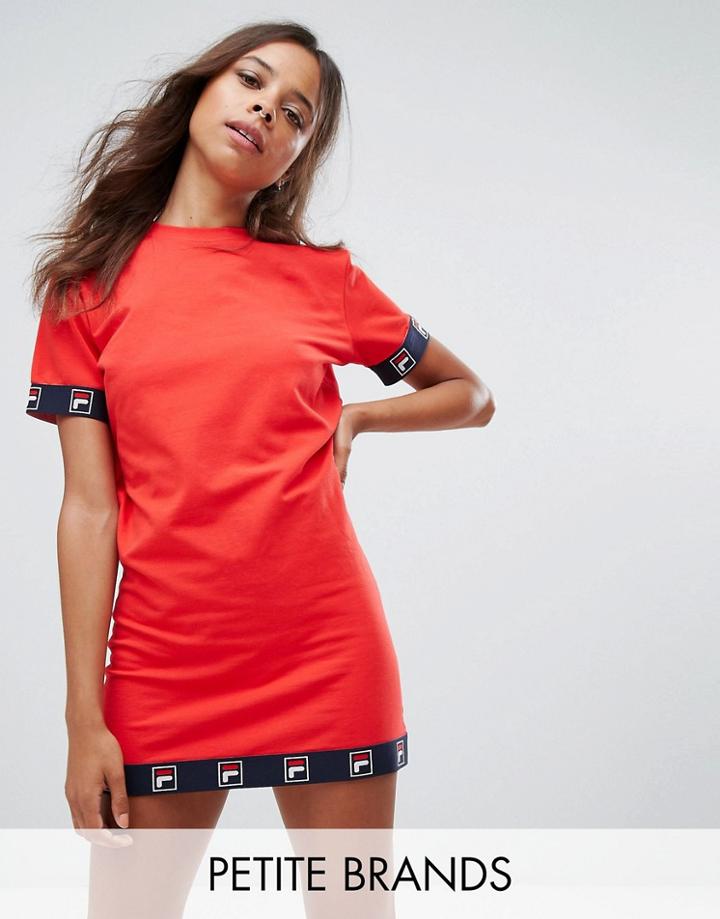 Fila Petite Dress With Logo Tape Detail And Cap Sleeves - Red