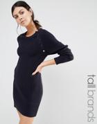 Y.a.s Tall Military Button Detail Knitted Dress - Black